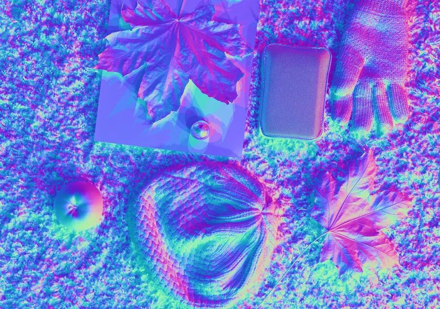 Detailed colourful normal maps created from photographed surfaces