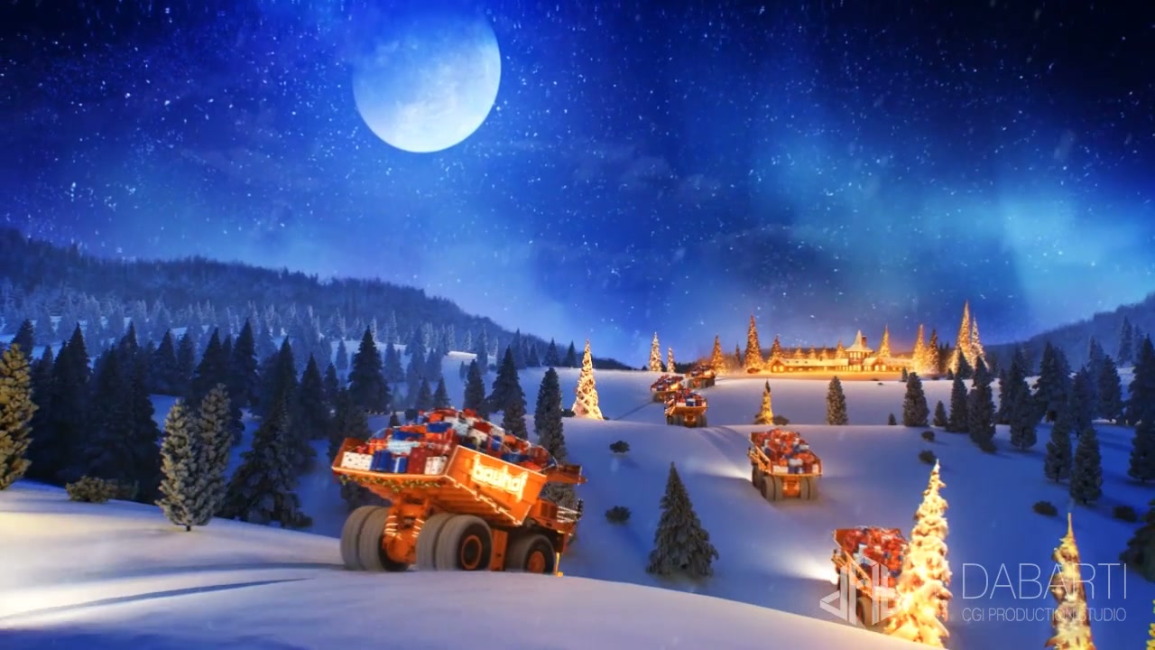 Christmas delivery convoy in the Bauhof CG landscape