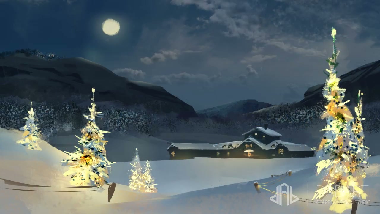 Layered winter environment from the Bauhof television commercial