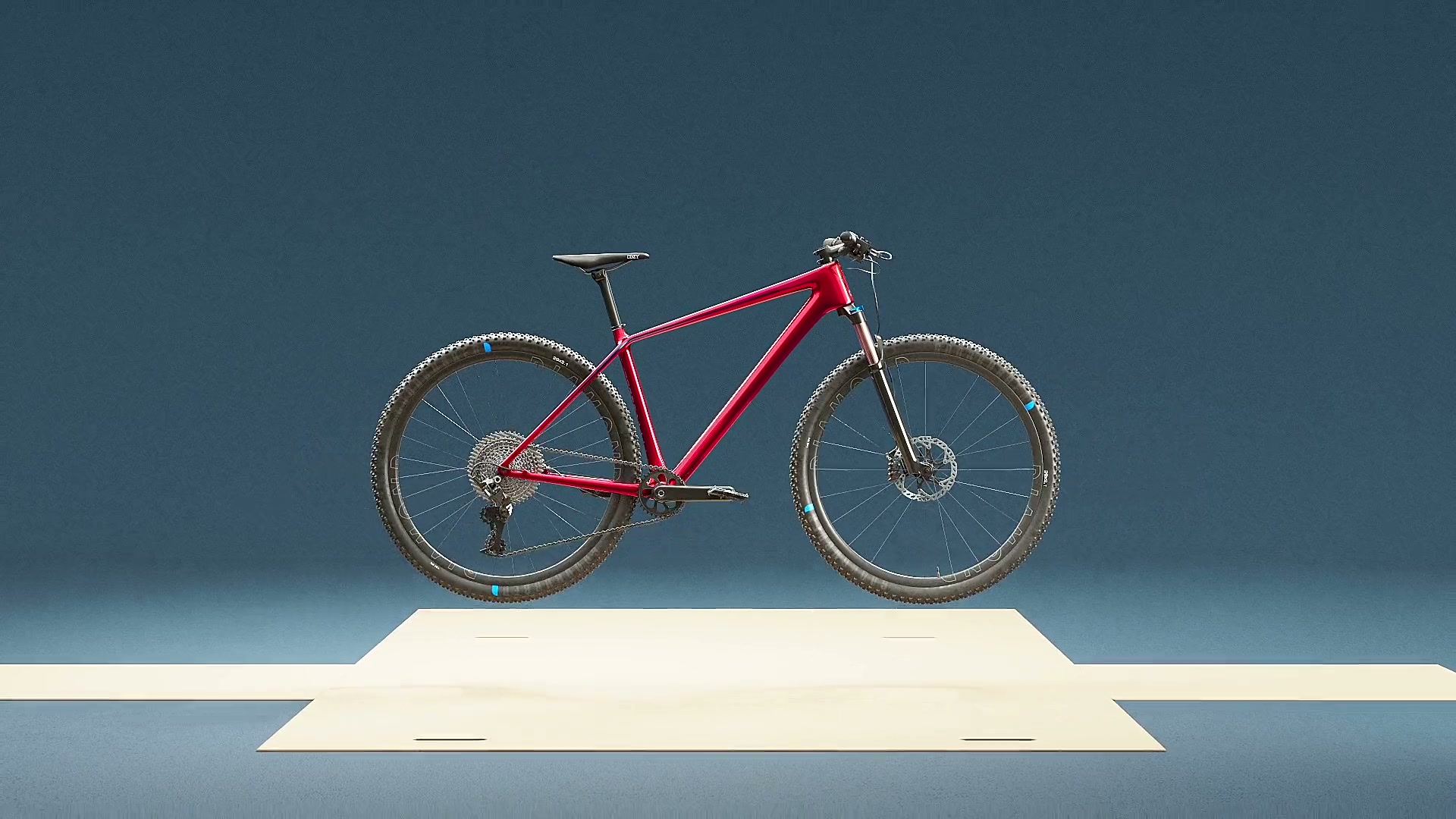 Completed bicycle presented on the delivery stage